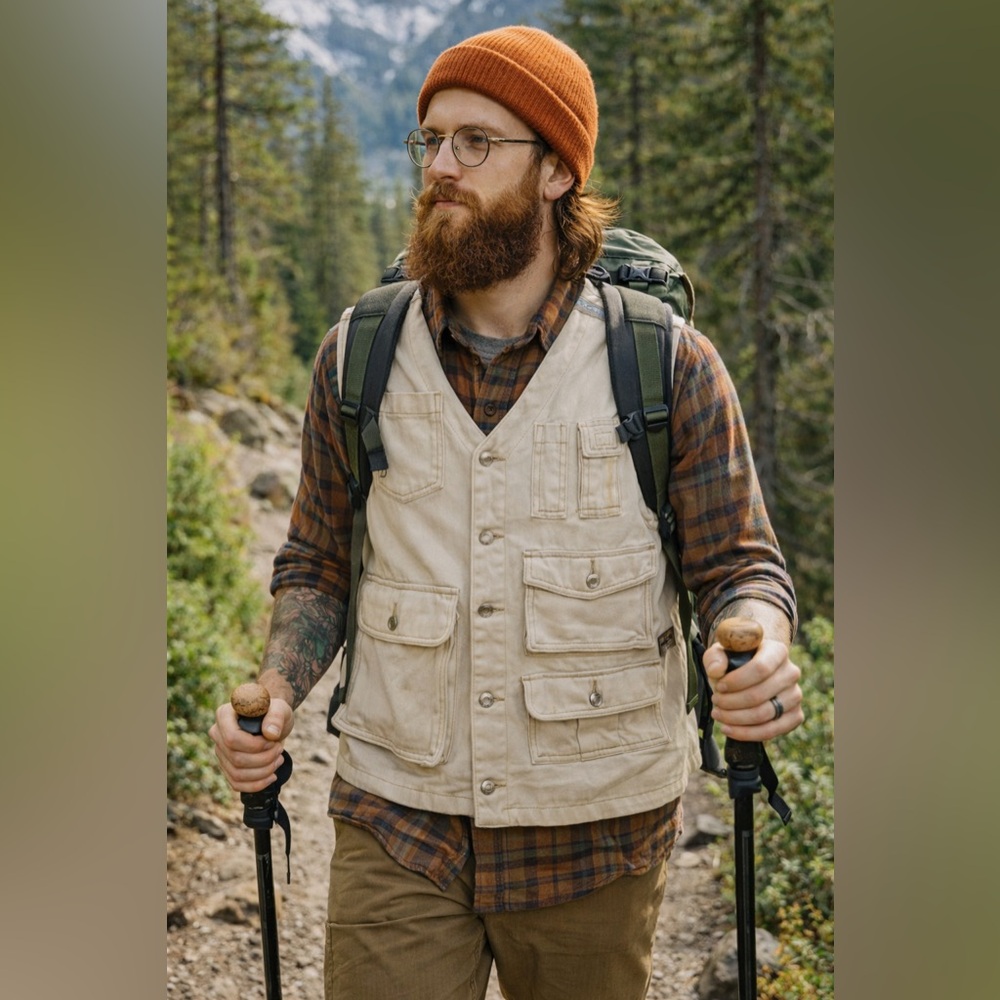GAP Natural/Olive Button Front Field Vest